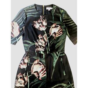 Ted Baker Sarena Floral Romper Green Back Zip Pockets Womens Size 1 Playsuit